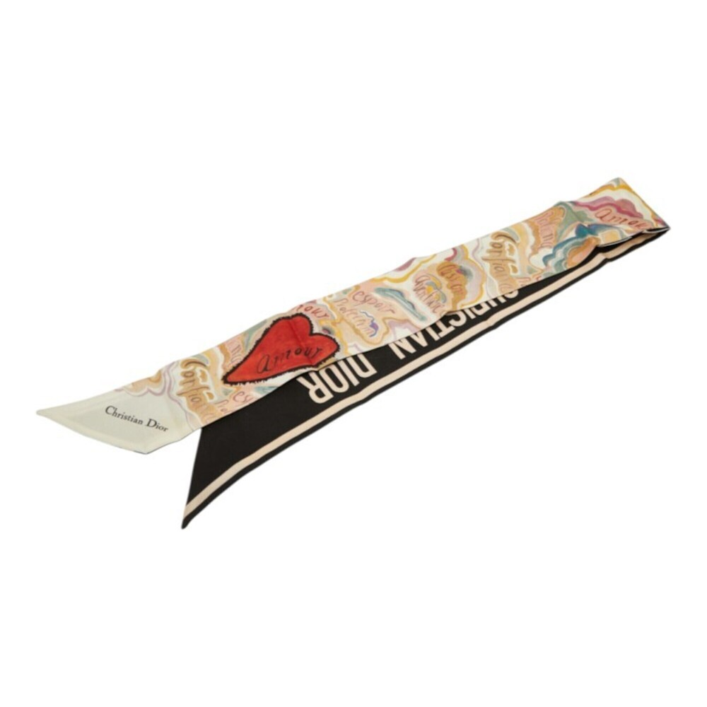 Christian Dior Dior Amore Mitzah Scarf Muffler Black Multicolor Silk Women's
